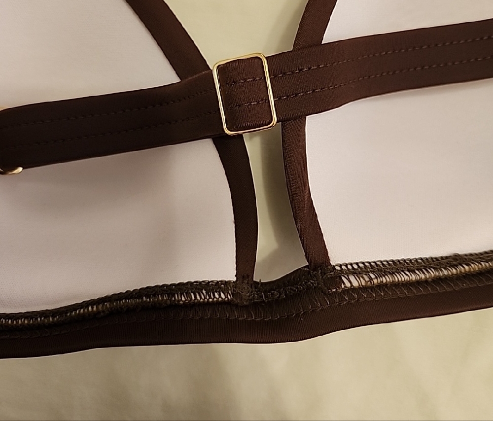 VENUS Brown Bikini Top with Gold Accents - Picture 3 of 4